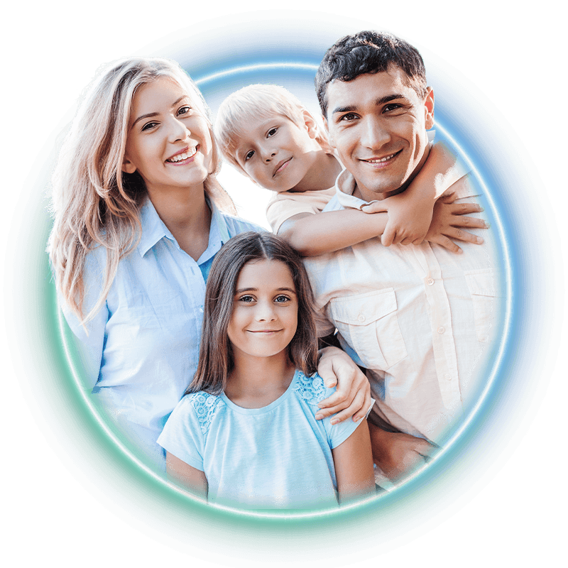 family together clean dental health stylized