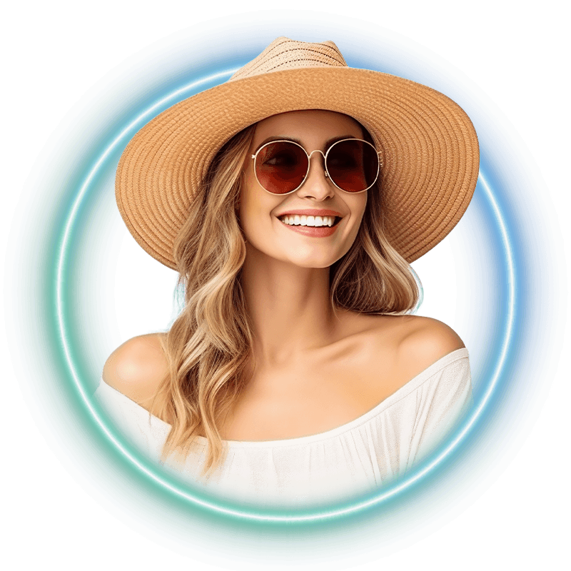 a woman is happy after taking cosmetic dental service in katy